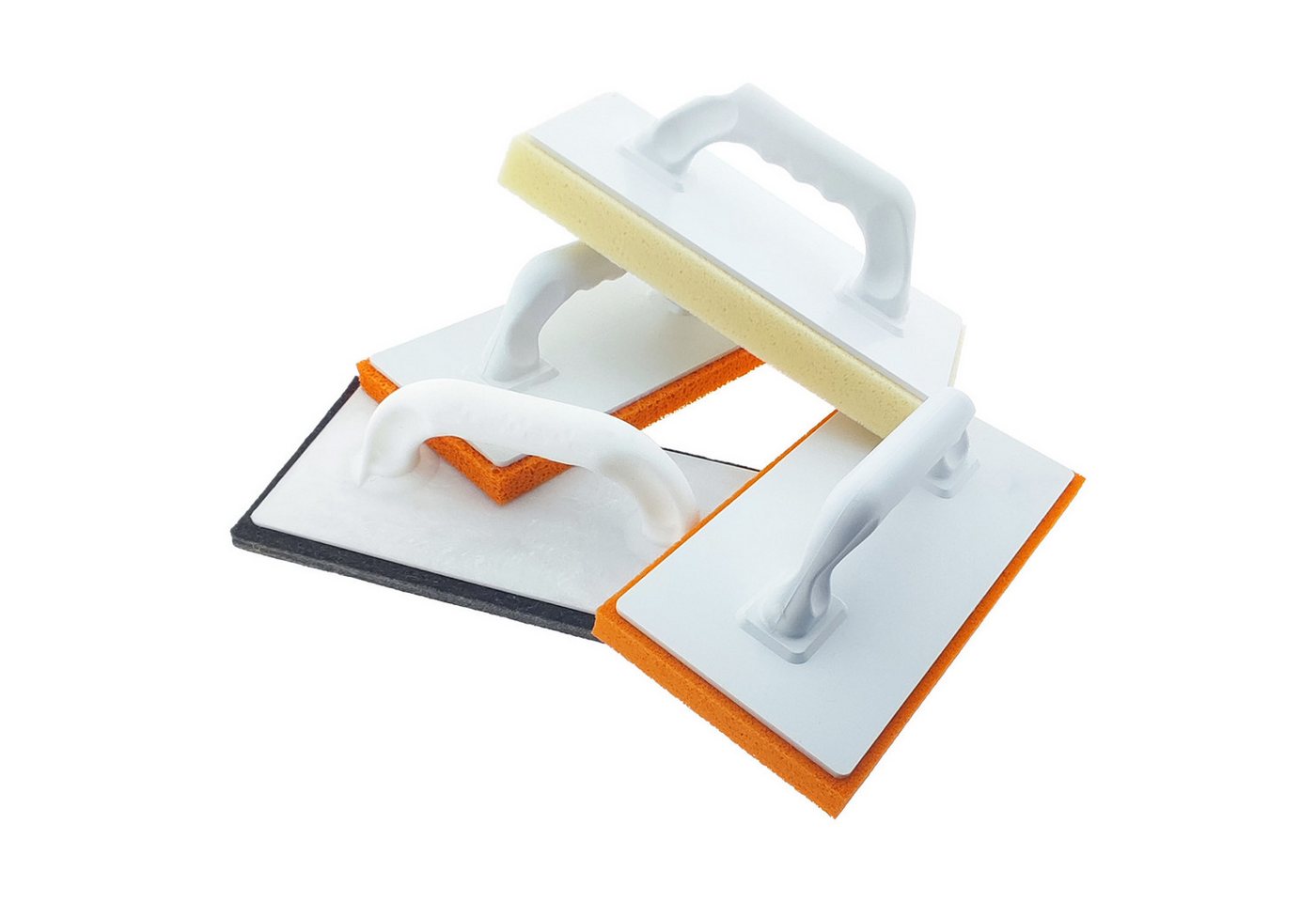 varivendo Fugenkelle 4er Set Reibebrett verschiedene Beläge 280 x 140 mm (Stück, 4-St., Reibebrett) Schwammscheibe Putzbrett Fliesenwaschbrett Reibebrett von varivendo
