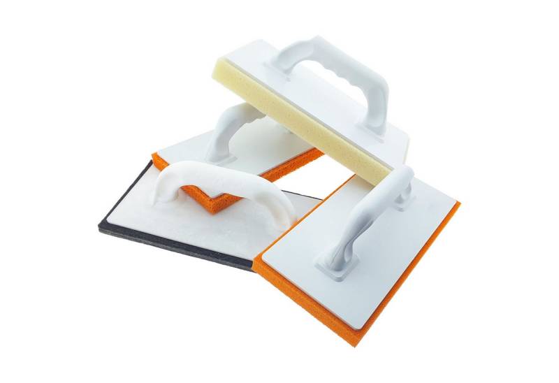varivendo Fugenkelle 4er Set Reibebrett verschiedene Beläge 280 x 140 mm (Stück, 4-St., Reibebrett) Schwammscheibe Putzbrett Fliesenwaschbrett Reibebrett von varivendo
