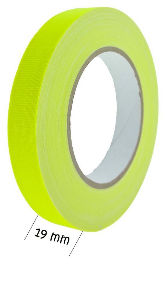 varivendo Klebeband Klebeband 25m Gewebeband neon-gelb 19 mm (Rolle, 1-St., Gewebeklebeband) Neon Neonklebeband Klebeband Schwarzlicht von varivendo