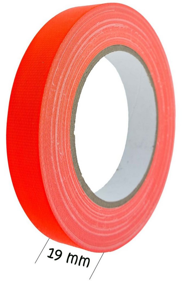 varivendo Klebeband Klebeband 25m Gewebeband neon-orange 19 mm (Rolle, 1-St., Gewebeklebeband) Neon Neonklebeband Klebeband Schwarzlicht von varivendo