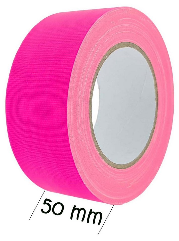 varivendo Klebeband Klebeband 25m Gewebeband neon-pink 50 mm (Rolle, 1-St., Gewebeklebeband) Neon Neonklebeband Klebeband Schwarzlicht von varivendo