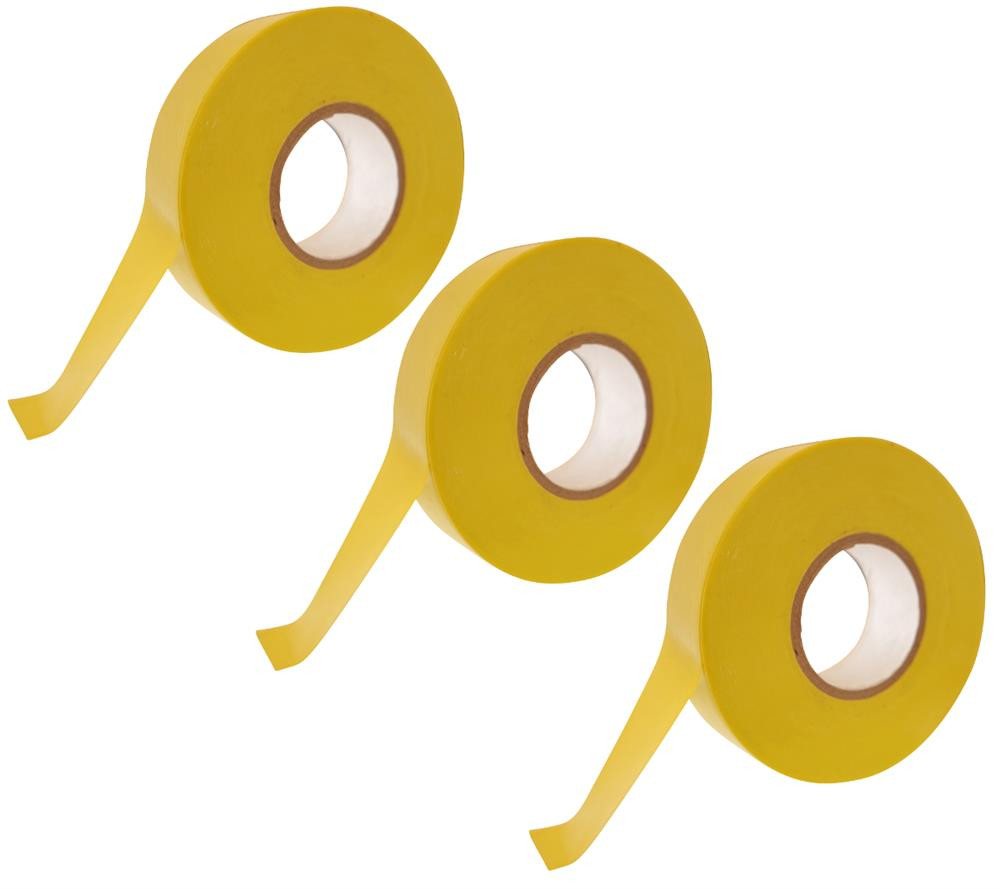 varivendo Klebepad 3 Rollen Isolierband 19mmx25m gelb (Rollen, 3-St., Isolierband) Isolierband Weichband Weich-PVC-Band PVC-Band Isolierklebeband von varivendo