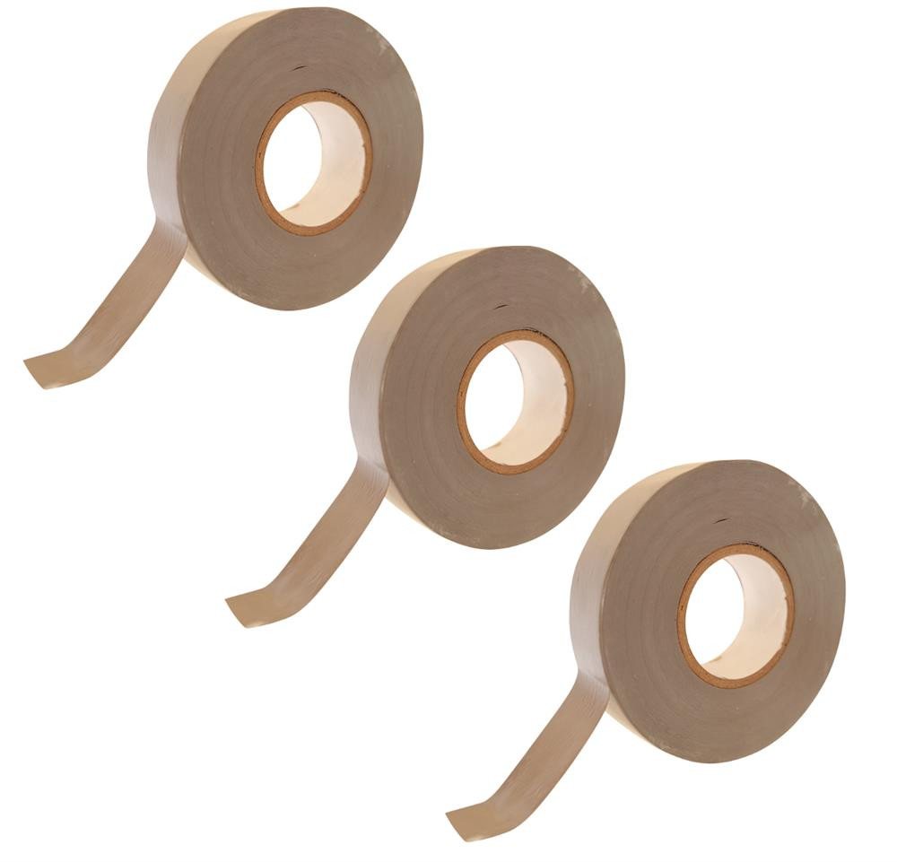 varivendo Klebepad 3 Rollen Isolierband 19mmx25m grau (Rollen, 3-St., Isolierband) Isolierband Weichband Weich-PVC-Band PVC-Band Isolierklebeband von varivendo
