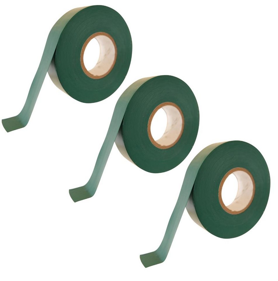 varivendo Klebepad 3 Rollen Isolierband 19mmx25m grün (Rollen, 3-St., Isolierband) Isolierband Weichband Weich-PVC-Band PVC-Band Isolierklebeband von varivendo