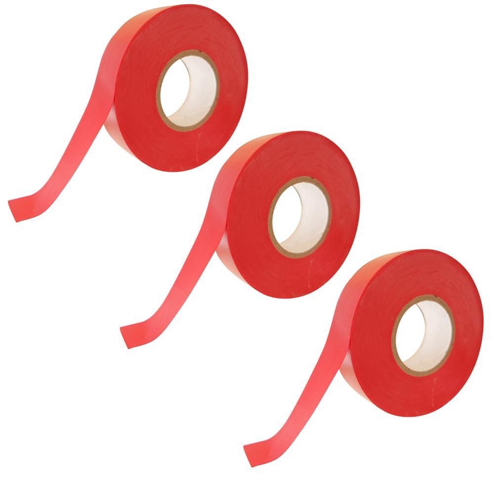 varivendo Klebepad 3 Rollen Isolierband 19mmx25m rot (Rollen, 3-St., Isolierband) Isolierband Weichband Weich-PVC-Band PVC-Band Isolierklebeband von varivendo
