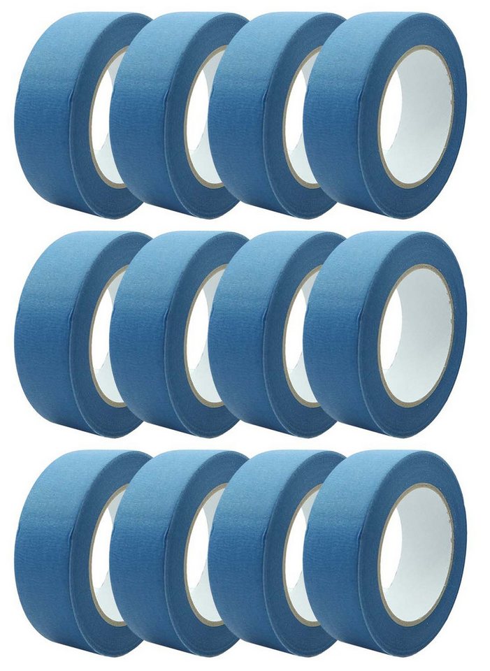 varivendo Kreppband 12 Rollen Pro Mask blau Feinkreppband 38mm x 50m (Rollen, 1-St., Pro Mask blau Feinkreppband) Kreppband malerklebeband malerkrepp von varivendo