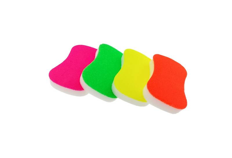 varivendo Scheuerschwamm 4er Set Neon Scheuerschwamm pink, orange, grün, gelb, Topfreiniger Schwamm Reinigungsschwamm Reinigungspad von varivendo