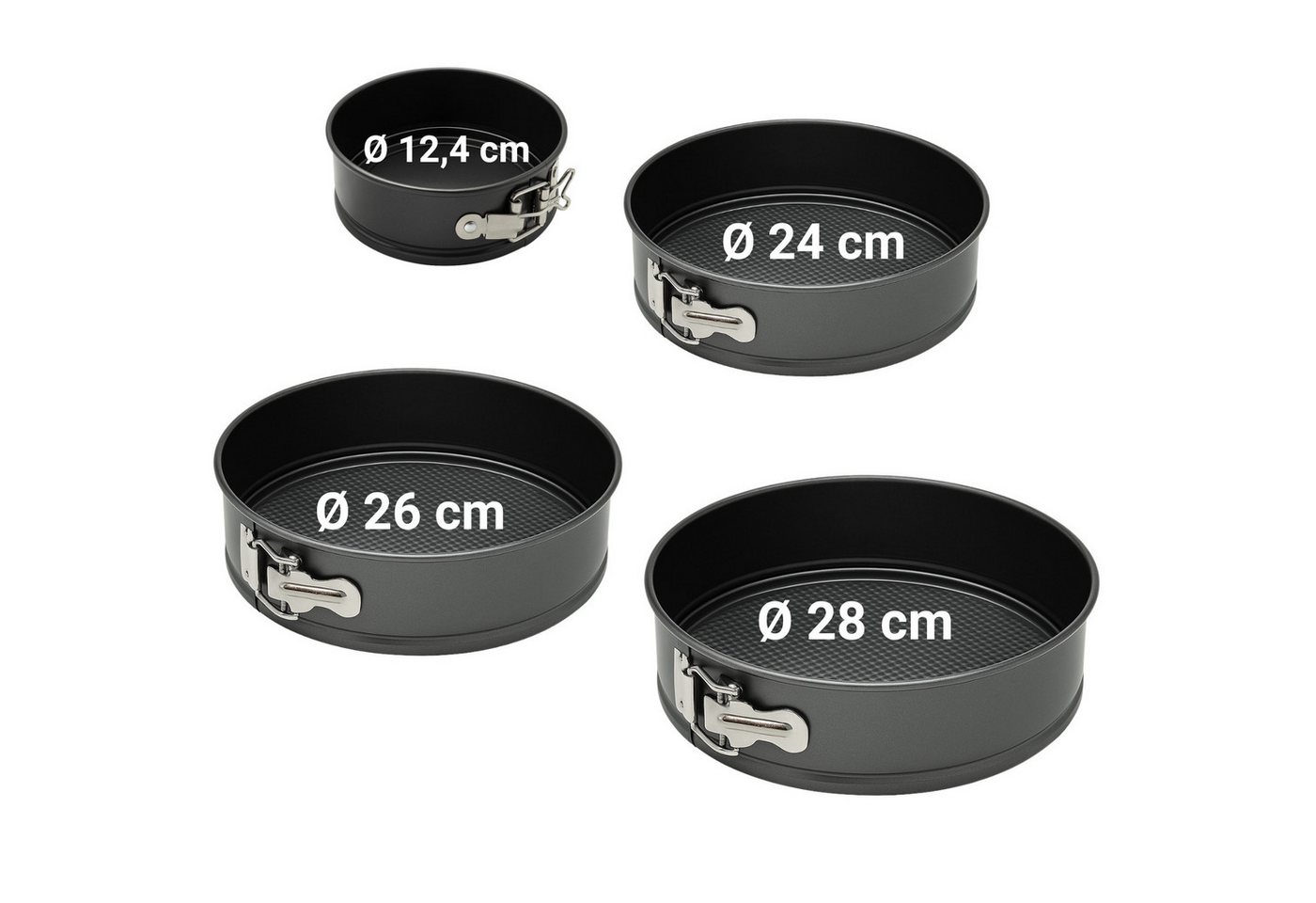 varivendo Springform Springform Set Ø 12,4, Ø 24, Ø 26, Ø 28 cm, (Stück 1-tlg), Backform Kuchenform Tortenform Backblech Backzubehör Backutensil von varivendo