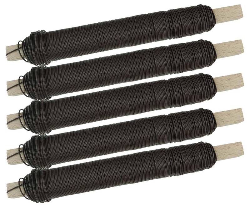 varivendo Wickeldraht Wickeldraht Bindedraht Basteldraht Pflanzendraht braun 5 Rollen, (Rollen, 5St), Basteldraht Blumendraht Wickeldraht Kreativdraht Bindedraht von varivendo