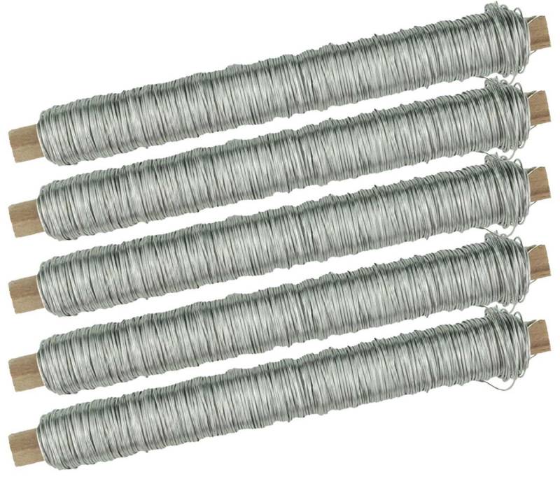 varivendo Wickeldraht Wickeldraht Bindedraht Basteldraht Pflanzendraht edelstahl 5 Rollen, (Rollen, 5St), Basteldraht Blumendraht Wickeldraht Kreativdraht Bindedraht von varivendo