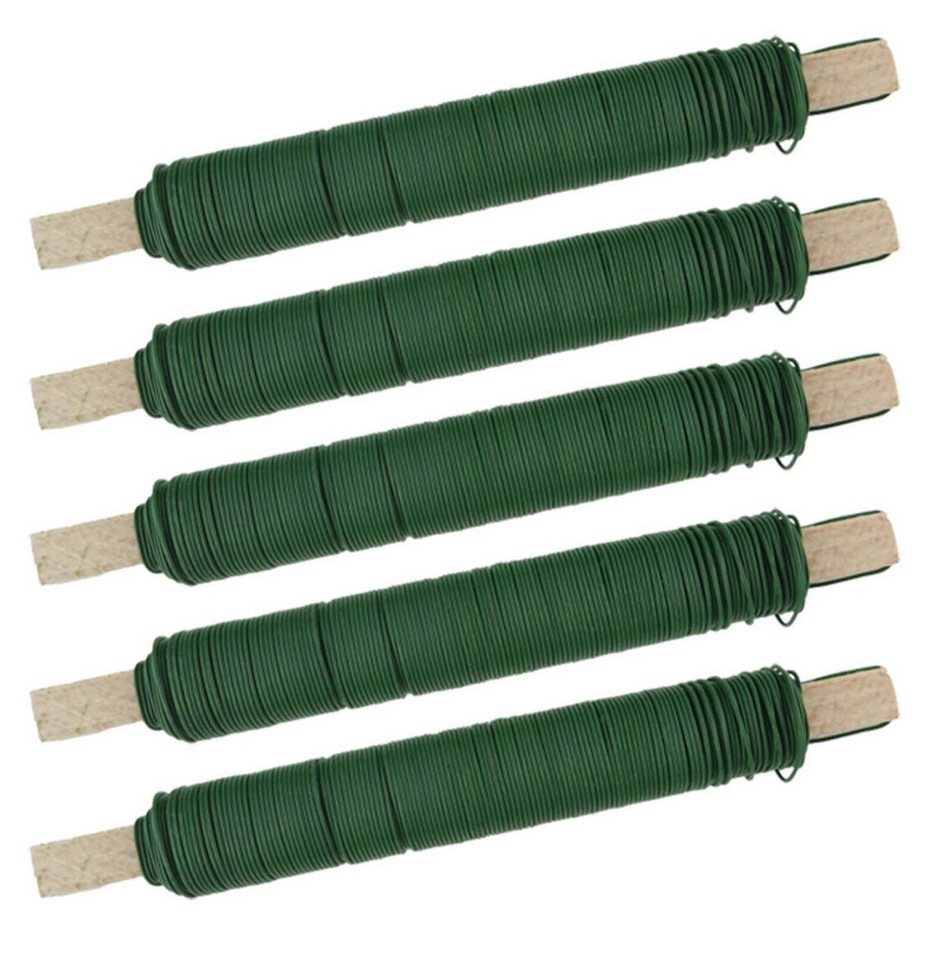 varivendo Wickeldraht Wickeldraht Bindedraht Basteldraht Pflanzendraht grün 5 Rollen, (Rollen, 5St), Basteldraht Blumendraht Wickeldraht Kreativdraht Bindedraht von varivendo