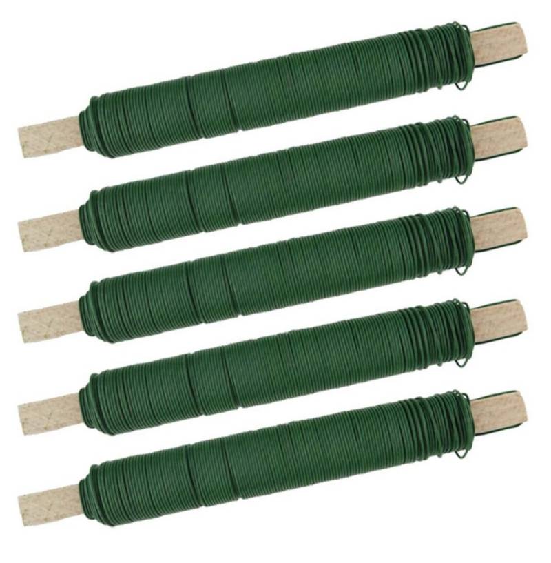 varivendo Wickeldraht Wickeldraht Bindedraht Basteldraht Pflanzendraht grün 5 Rollen, (Rollen, 5St), Basteldraht Blumendraht Wickeldraht Kreativdraht Bindedraht von varivendo