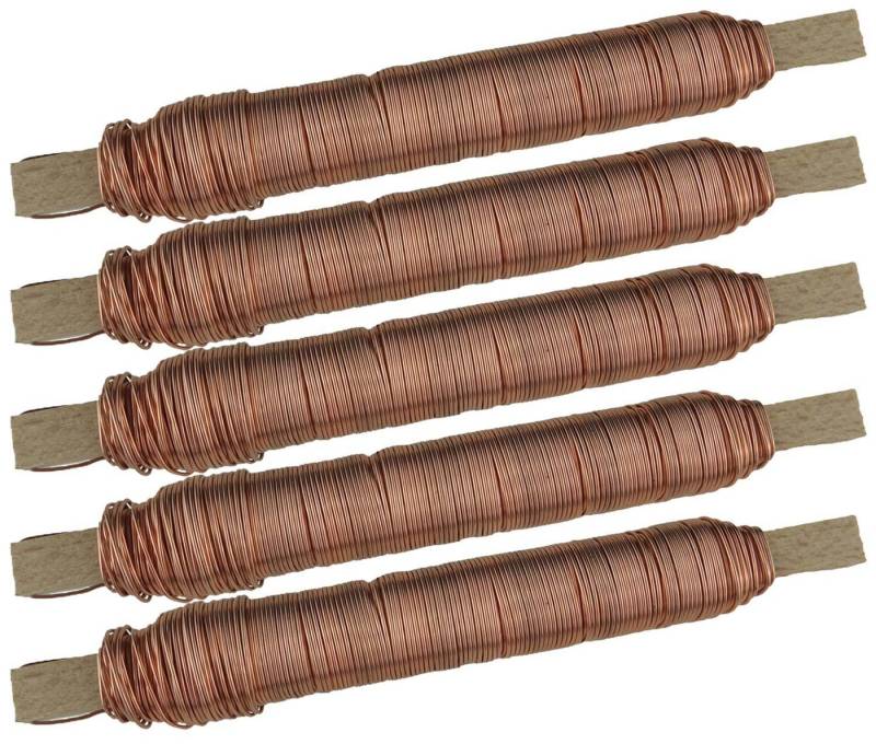 varivendo Wickeldraht Wickeldraht Bindedraht Basteldraht Pflanzendraht verkupfert 5 Rollen, (Rollen, 5St), Basteldraht Blumendraht Wickeldraht Kreativdraht Bindedraht von varivendo