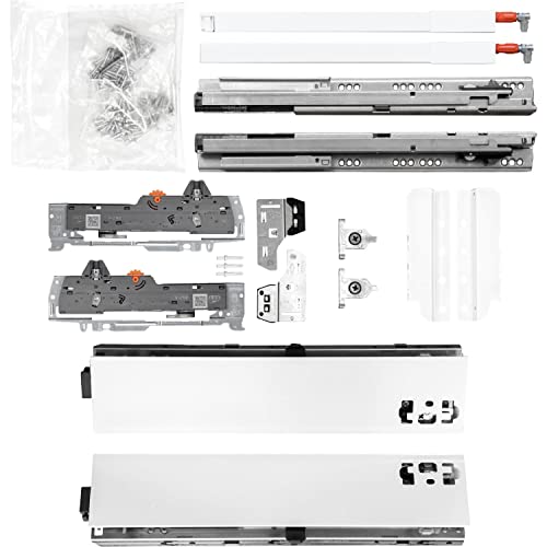 BLUM Schubladenschienen TANDEM SET; Zargenhöhe 83mm inkl. Reling 195mm, mit TIP-ON BLUMOTION, 65kg, NL500mm, Seidenweiß, bis KB600mm von vasalat