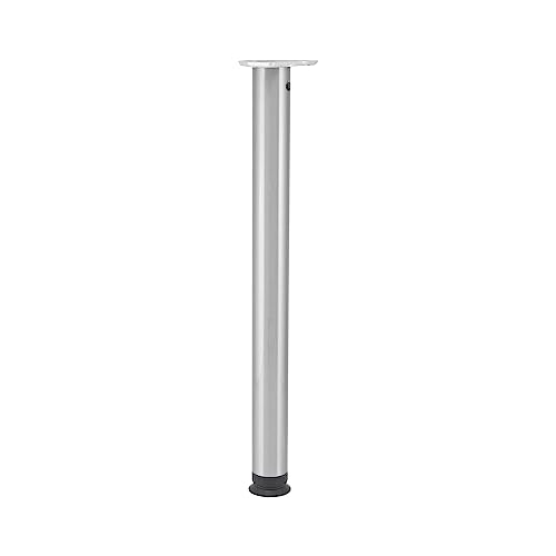 Camar Tischbein höhenverstellbar 700-800mm rund ø 60mm Set Zoom - Tischfuß ideal als Stehtischbein & Bartischbein verwendbar - inklusive Montageplatte für Tischbein, Stahl Edelstahl-Effekt von vasalat
