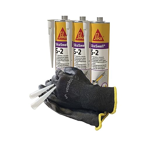 Sika Swell S-2 Dichtmasse wasserdicht, 3x 300ml Oxydrot mit 5 Düsenspitzen von vasalat