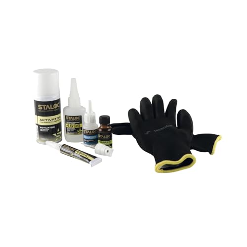 Staloc Sekundenkleber Set, Sekundenkleber Gel dickflüssig + Sofortkleber hitzebeständig + Füllstoff + Primer & Aktivator, 5-teilig von vasalat