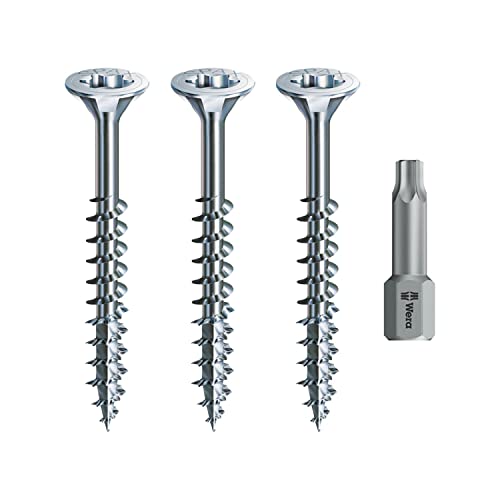 Spax Holzschrauben-SET Teilgewinde + Torx Bit | 3 Größen: 4x30; 4x40; 4,5x70 | WIRROX Silber von vasalat