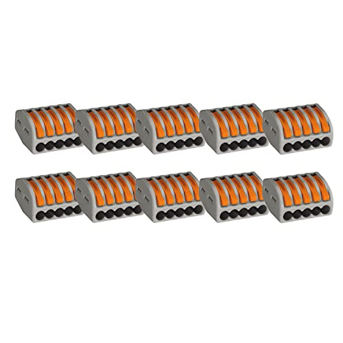 Vasalat WAGO 222 Klemme 5adrig bis 4mm² Set Verbindungsklemmen, grau/orange von Vasalat
