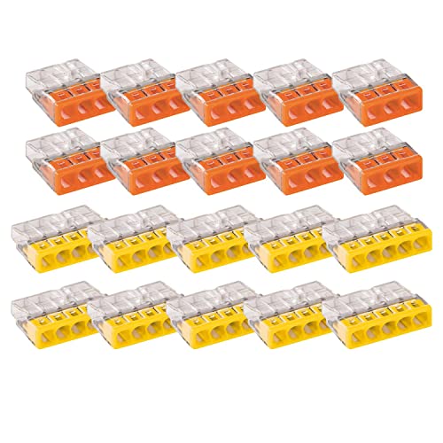 Vasalat WAGO 2273 Klemme 3/5adrig 2,5mm²Set Verbindungsklemmen, transparent/orange/gelb/lichtgrau von Vasalat