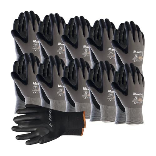 vasalat Maxiflex Handschuhe Gr. 11 Endurance 10 Paar - Arbeitshandschuhe mit Noppen für Herren und Damen - Montagehandschuhe mit bestem Grip von vasalat