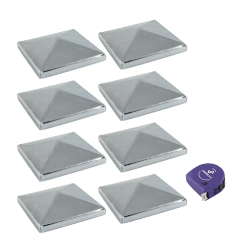 vasalat Pfostenkappe 10x10 cm - Pfosten Abdeckkappen - Pfostenabdeckung Stahl verzinkt - 8 Stück von vasalat