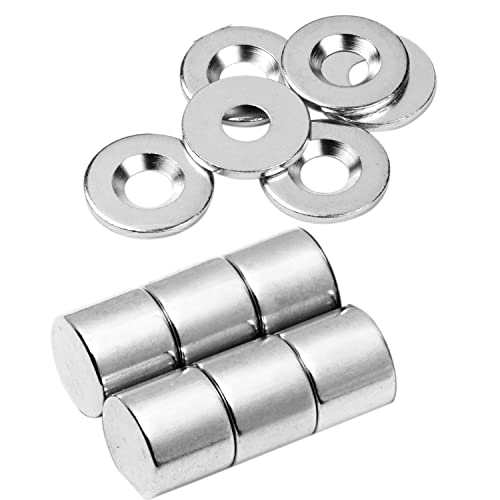 vasalat Scheibenmagnet rund, Magnet mit Metallscheibe mit Senkbohrung, Rundmagnet ø 12mm, Neodym vernickelt 12-teilig von vasalat