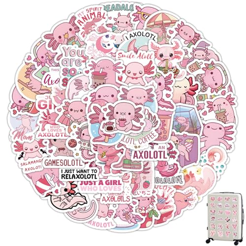 100 Stücke Süß Axolotl Sticker Set,Niedlich Axolotl Aufkleber, Graffiti Style Decals Wasserdicht Vinyl Stickers, Für Jugendliche Kinder Erwachsene,Für Laptop Notizbuch Koffer Helm Auto Motorräder von vcsjw