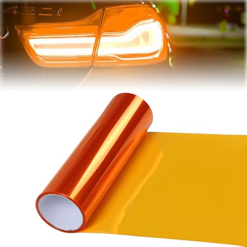 120x30cm Scheinwerfer Folie,Tönungsfolie Auto,Orange Auto Folie,Selbstklebende Scheinwerfer Taillights Tönung Vinyl Film,Transparent lampenfolie selbstklebend für Auto Nebellichter Rücklichter von vcsjw