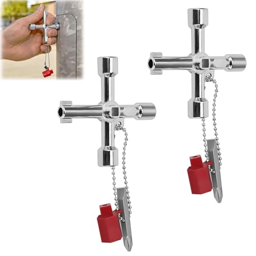 2 Stück 4 Wege Multifunktionale Utilities Schlüssel,Multifunktionale Schaltschrankschlüssel,Multifunktionsschlüssel,Universeller Schaltschrankschlüssel,Für Elektrische Gas Meter Box öffnen Schlüssel von vcsjw