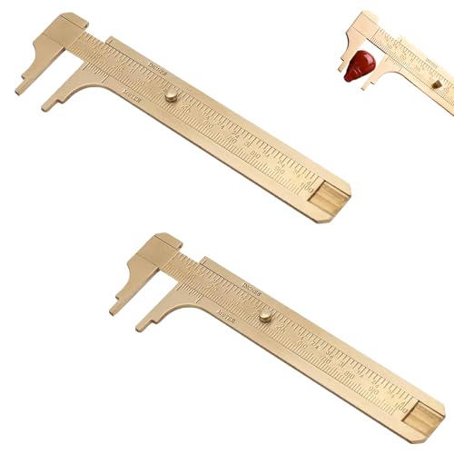 2 Stücke Schieblehre Klein,Messschieber Klein,Messschieber Analog,Handliches Schieblehre Messing Messschiebe,Messing Messschieber,für Schmuck Schiebelehre Lineal Messwerkzeug (Double Scale 100mm) von vcsjw