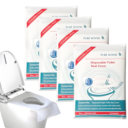 40stück Toilettenauflage,Einweg Toilettensitzbezug,Toilettenauflage Einweg,Spülbare Toilette Auflage,Toilettenschutz,Toilettensitz Papierauflage Spülbarer,Für Reisen,Offentliche Toiletten(425 * 360mm) von vcsjw
