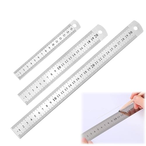 Lineal Metall 3 Stücke,Edelstahl Lineal,Stahllineal,Metall Lineal Set 15cm 20cm 30cm mit Doppelseitenskala Kante Messwerkzeug Metall Stahllineal für Lernen der Schüler Lehre Büro Zeichnen Engineering Lineal Metall 3 Stücke,Edelstahl Lineal,Stahllineal,Metall Lineal Set 15cm 20cm 30cm mit Doppelseitenskala Kante Messwerkzeug Metall Stahllineal für Lernen der Schüler Lehre Büro Zeichnen Engineering von vcsjw