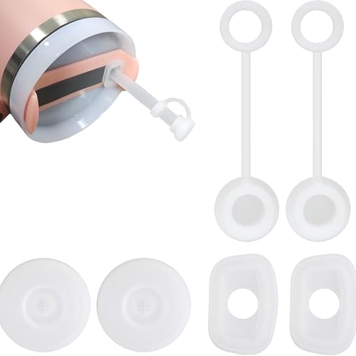 Silikon Spill Proof Stopper,Strohhalm Abdeckung Silikon, Auslaufsicherer Silikonstopfen,Mit 2 Straw Cover Cap 2 Square Spill Stopper 2 Round Leak Stopper,Für Stanley Cup H2.0 40oz/ 30oz Becher-Zubehör von vcsjw