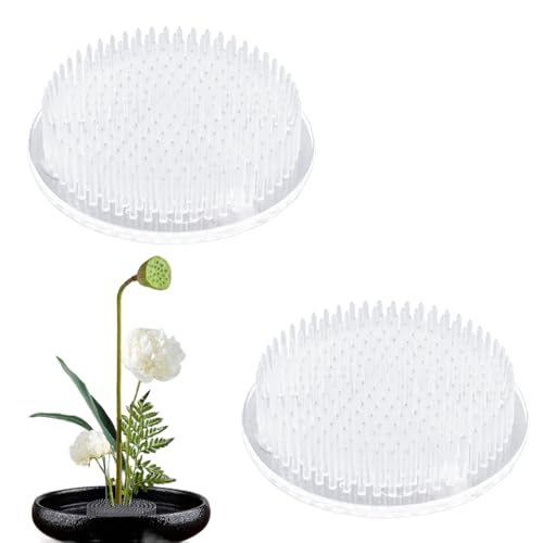 vcsjw 2 Stück Steckigel Blumen für Ikebana,Blumenigel für Vasen,Rund Kunststoff Blumensteckigel mit 3 Saugnäpfen für DIY Arrangements Blumenhandwerk - 6.8cm von vcsjw