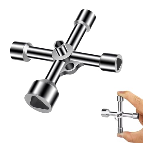 vcsjw Dreikantschlüssel,4 Wege 5 Size Außenmaße 7mm/10mm/12mm/13mm/18mm Dreieck Schlüssel Passend für Dreiecke mit Seitenlängen von 4,5–13,5 mm,für Poller Mülltonne Stromzähler Box Schrank (Silber) von vcsjw
