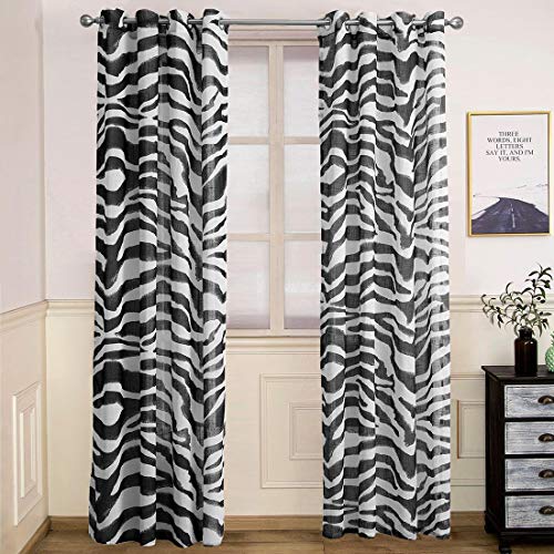 vctops Vorhänge mit Zebramuster, Ösen, halbdurchsichtig, Leinenstruktur, Fenstervorhänge für Schlafzimmer, Wohnzimmer, 1 Panel (Zebra, 140 x 259 cm) von vctops