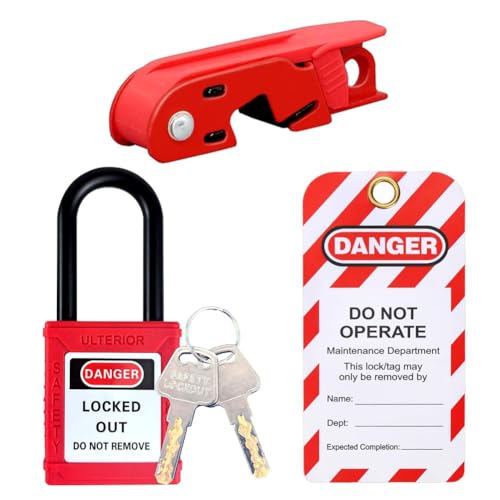 Leistungsschalter-Verriegelungssatz, Leistungsschalter-Verriegelung, Lockout-Tagout-Tag, für Standard-Einzel- und Doppel-Kippschalter A von vdha