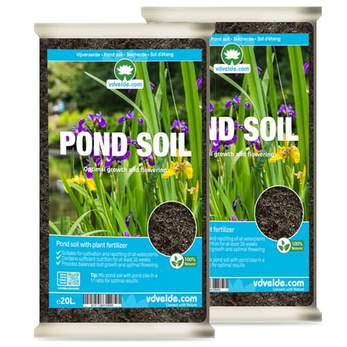 vdvelde.com - Teicherde - 40 Liter - - Enthält 1 Jahr Pflanzenernährung- Fördert Wachstum und Blüte- 1:1 mit teichlehm mischen von vdvelde.com