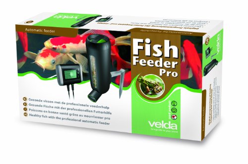 velda 124817 Futterautomat für Teichfische, 4 Futterschnecken zur Fütterung von Flocken oder Granulaten, 3 Liter, Fish Feeder Pro, Farblos von velda