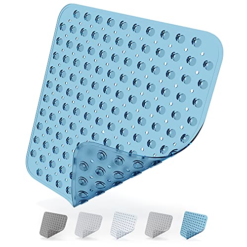 Kieselsteine oval Blau Badewannen-Duschmatte mit Saugnäpfen rutschfeste Badematte für Badezimmer mattiert rutschfest Anti-Schimmel Kunststoff