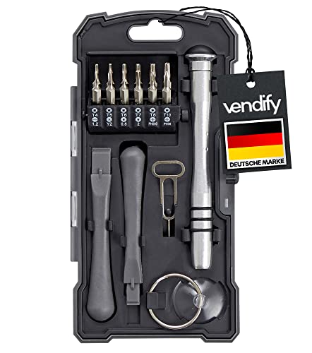 vendify® Feinmechaniker Schraubendreher Set 17-teilig - Mangetisch - Torx, Kreuz, Schlitz Smartphone-Reparatur-Set von vendify