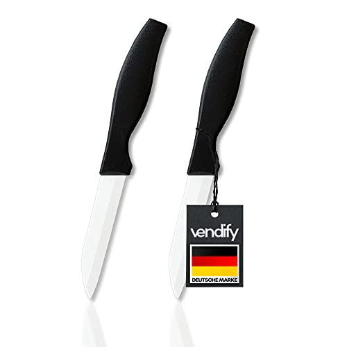 vendify® Keramikmesser 2er-Set Hochwertig sehr scharf - 16,5 cm lang - Küchenmesser mit Keramikklinge - Obstmesser, Schälmesser, Kochmesser aus Keramik von vendify