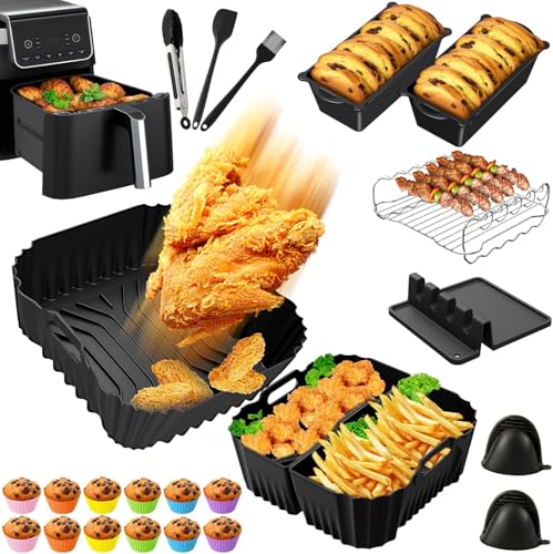 23-Teiliges Airfryer Silikonform für Heißluftfritteuse, Air Fryer Zubehör wiederverwendbar & BPA-frei, Silikon Einsatz anstelle Backpapier, Heißluftfritteuse Zubehör für Ninja, COSORI, Philips von venpow