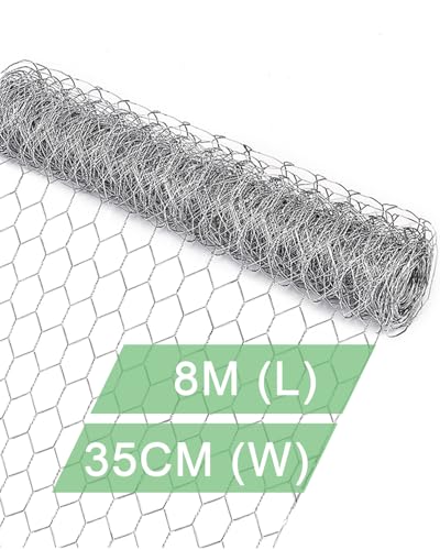 Gartendraht-Netz für Geflügel, 35CM × 8M, Gartenzaun, Tierabsperrung, weicher Hühnerdraht zum Basteln, 2,5 cm Maschendraht, für Geflügel, Haustier/Kaninchen/Hühner von vensovo