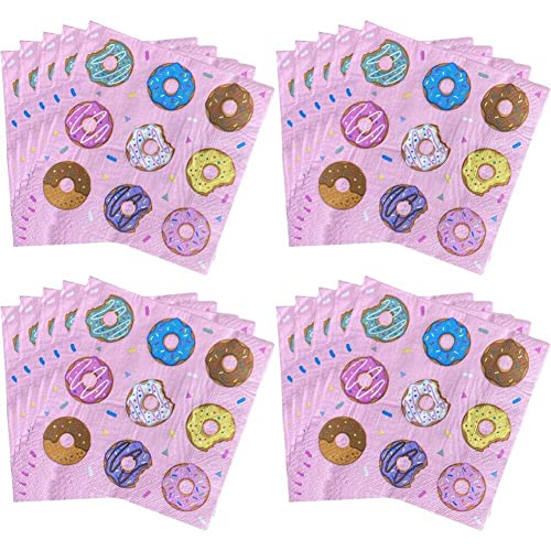 Servietten mit Donut-Kuchen-Thema, 20 Stück, Abendessen-Papierservietten, bedruckte Cocktailservietten, schöne Party-Servietten, Donut-Party-Geschirrzubehör von Vepoty