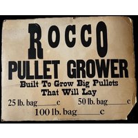 Vintage Schild Rocco Pullet Züchter Hühnerzucht Futtermittel von veraviola