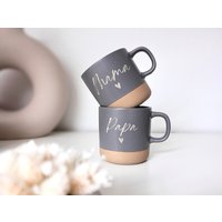 Tasse Grau Aus Keramik Mit Gravur | Mama, Papa, Muttertag Vatertag Eltern Geschenk Personalisiert Geburtstag Name von verdruckt