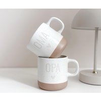 Tasse Weiß Aus Keramik Mit Gravur Oma, Opa | Mama Papa Großeltern Geschenk Personalisiert Geburtstag Name Familie von verdruckt