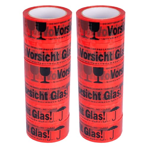 verpacking 12 Rollen Paketklebeband Standard abrollend PP Vorsicht Glas 50 mm x 66 m Packband von verpacking